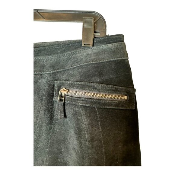 Siena Studio Pants Women 10 Black Suede Leather Zipper Accents Straight Leg - Picture 7 of 13